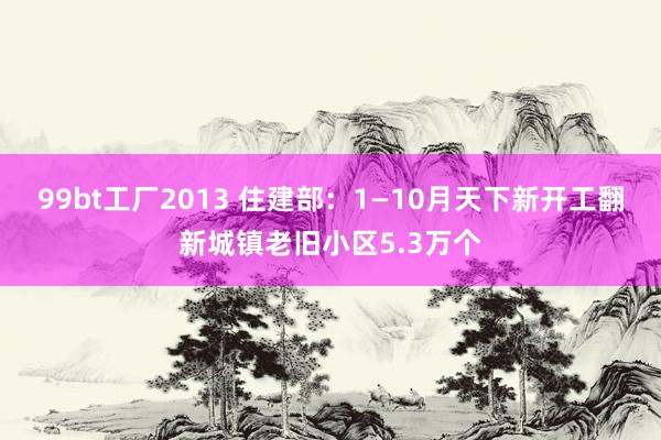 99bt工厂2013 住建部：1—10月天下新开工翻新城镇老旧小区5.3万个