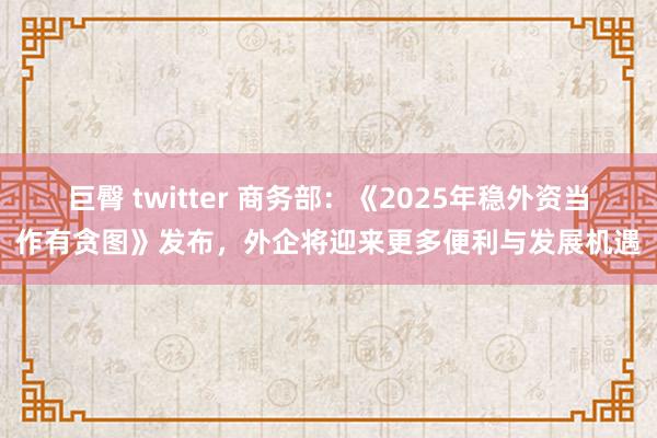 巨臀 twitter 商务部：《2025年稳外资当作有贪图》发布，外企将迎来更多便利与发展机遇