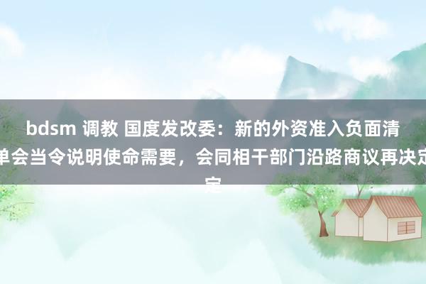 bdsm 调教 国度发改委：新的外资准入负面清单会当令说明使命需要，会同相干部门沿路商议再决定