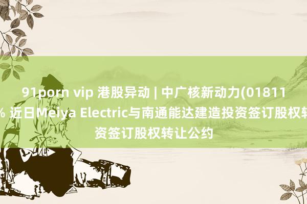 91porn vip 港股异动 | 中广核新动力(01811)涨近3% 近日Meiya Electric与南通能达建造投资签订股权转让公约