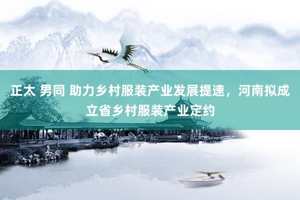 正太 男同 助力乡村服装产业发展提速，河南拟成立省乡村服装产业定约